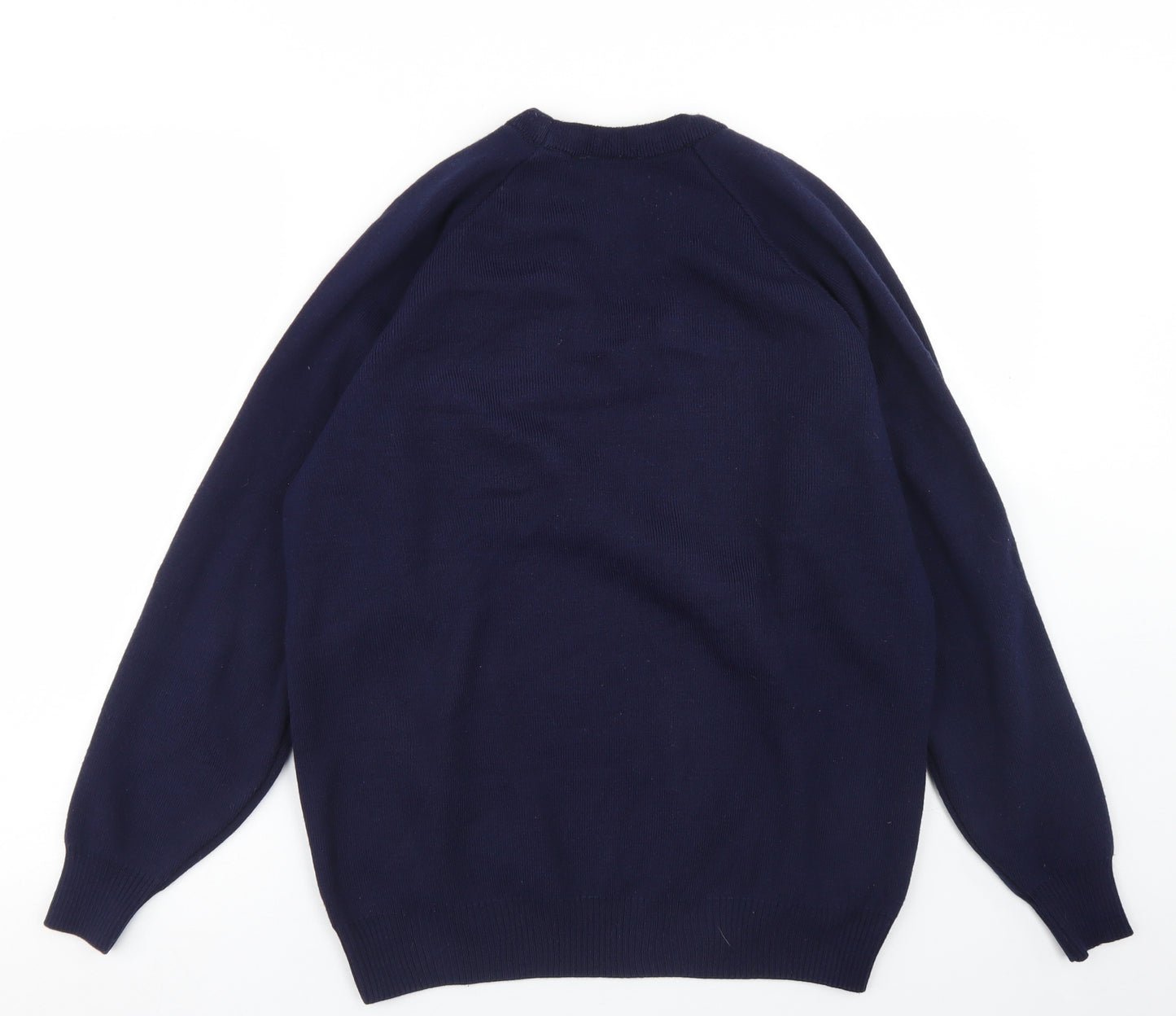 Hunter Mens Blue V-Neck  Acrylic Pullover Jumper Size S