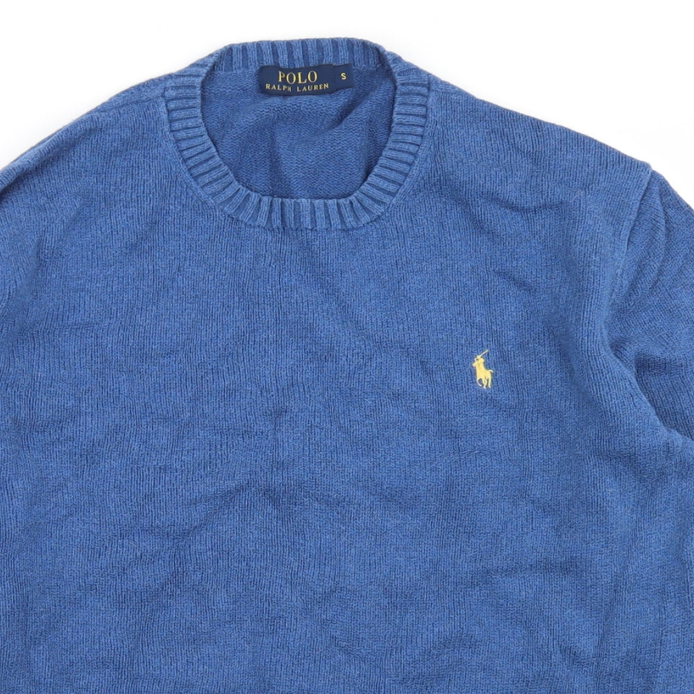 Polo Ralph Lauren Mens Blue Crew Neck  Cotton Pullover Jumper Size S