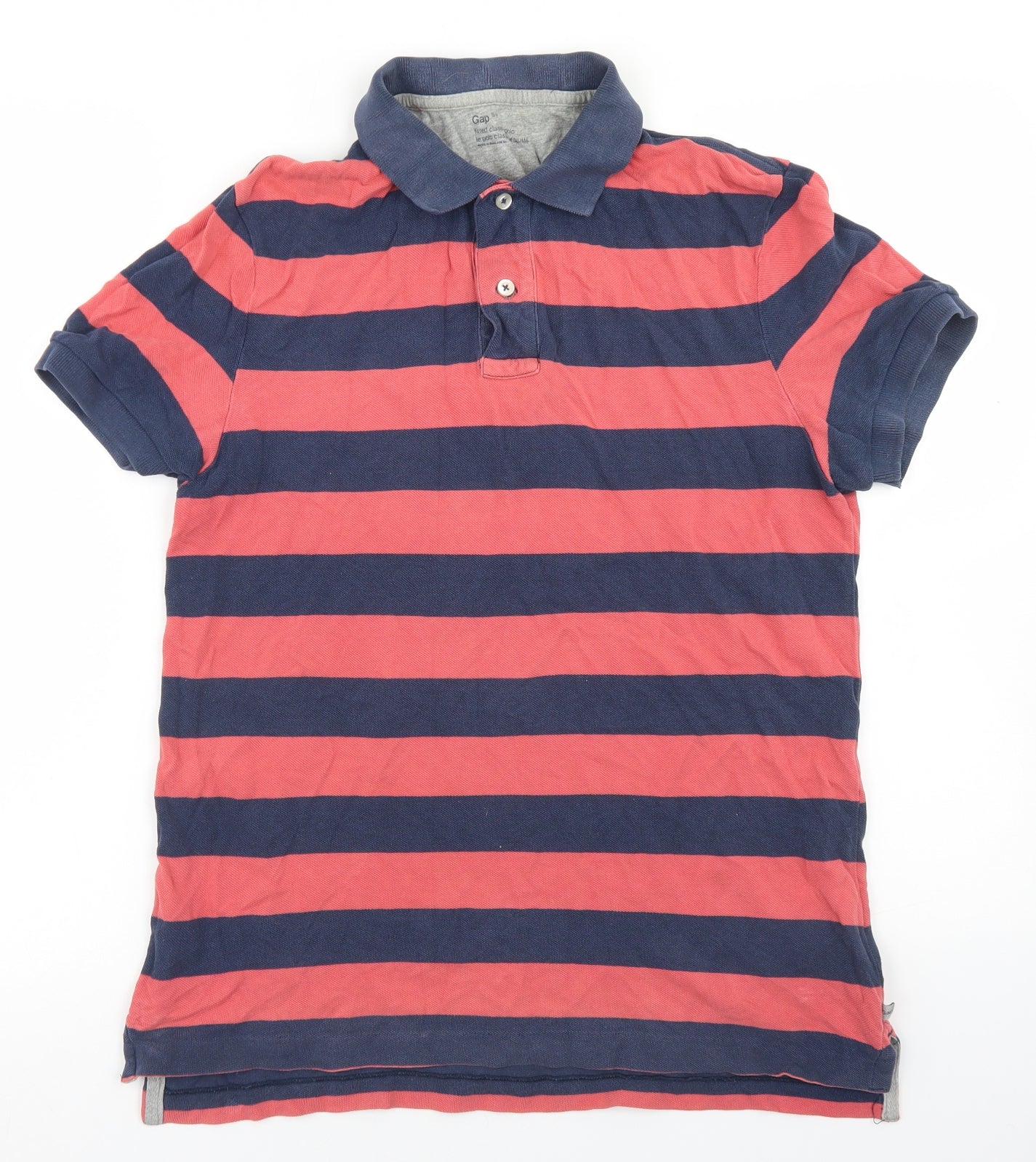 Gap Mens Blue Striped Cotton  Polo Size S Collared