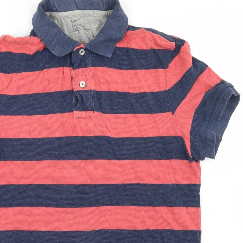 Gap Mens Blue Striped Cotton  Polo Size S Collared