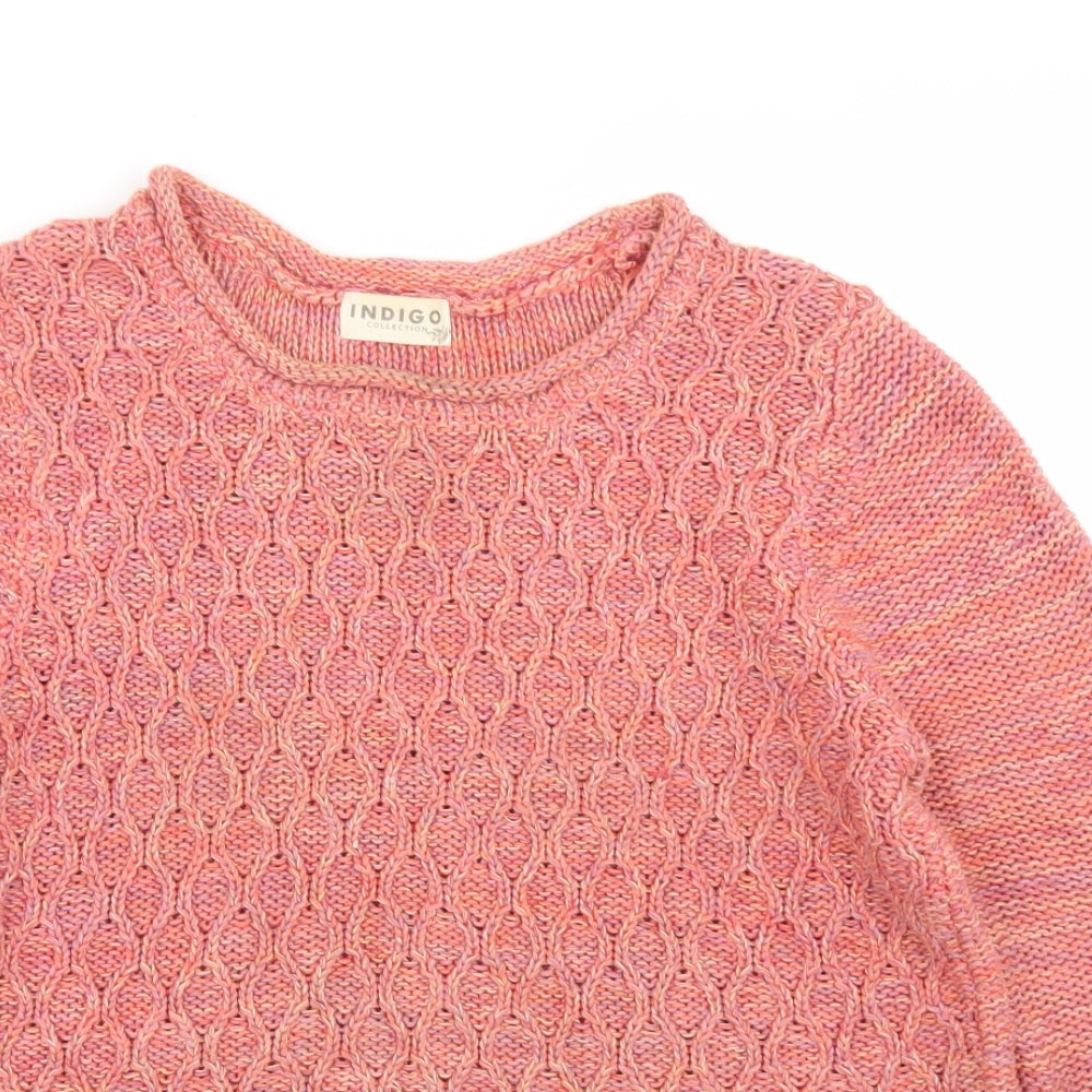 Indigo Collection Womens Orange Round Neck  Cotton Pullover Jumper Size 10