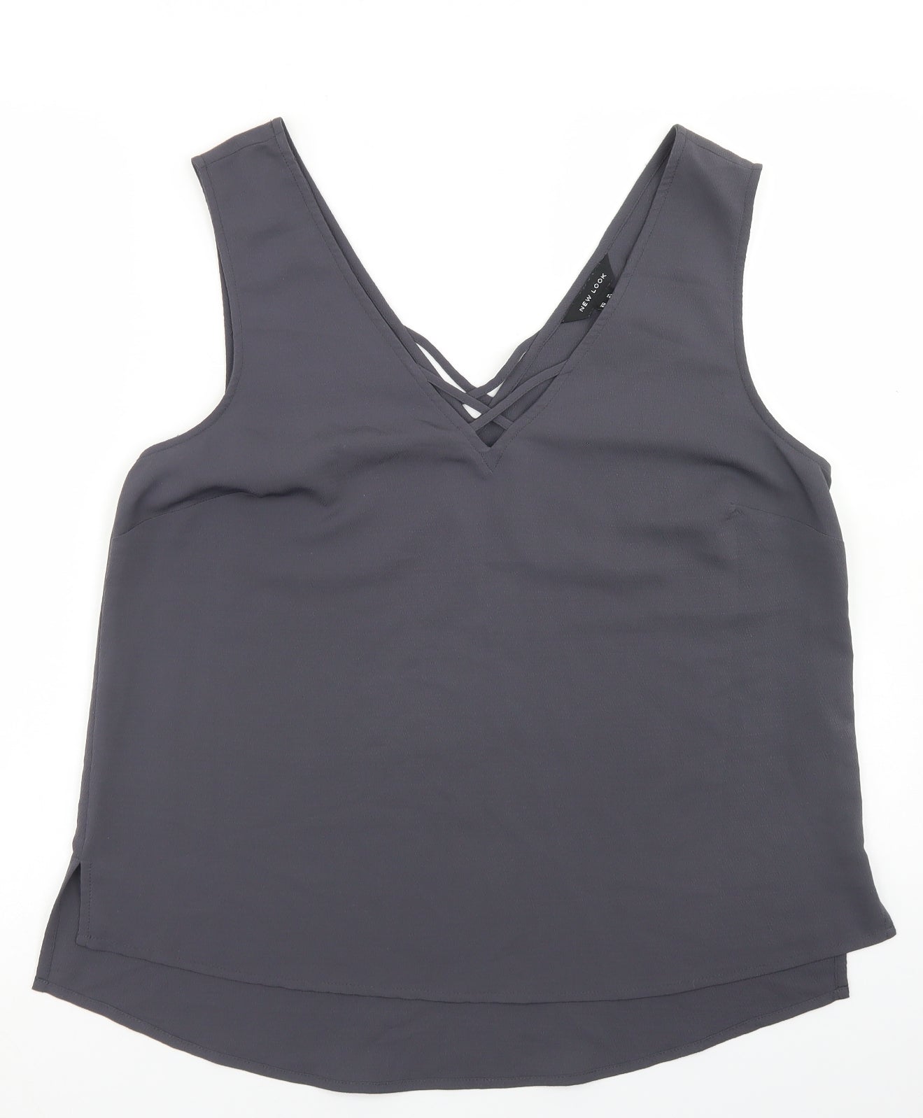 New Look Womens Grey  Polyester Basic Blouse Size 14 V-Neck