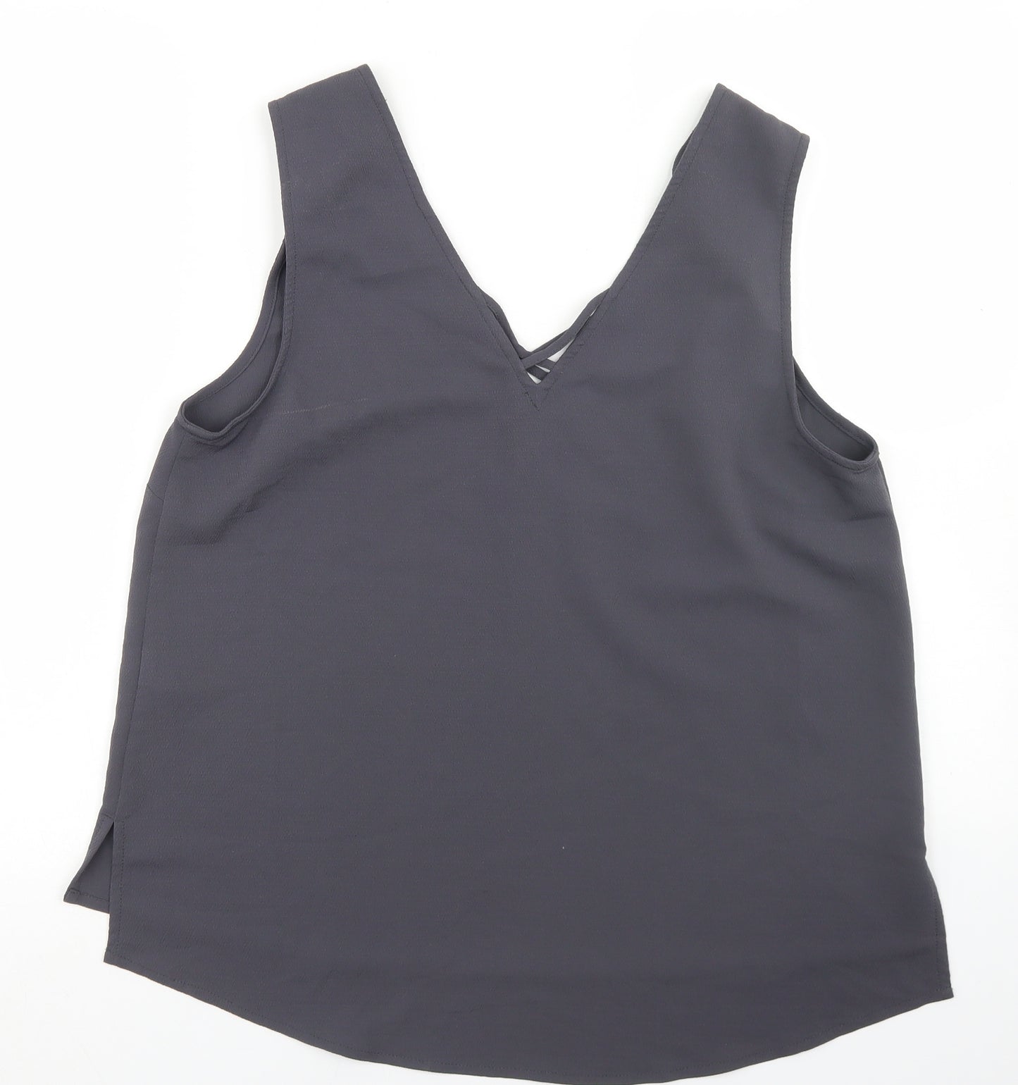 New Look Womens Grey  Polyester Basic Blouse Size 14 V-Neck