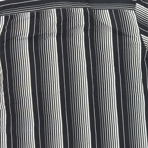 Burton Mens Black Striped Polyester  Button-Up Size S Collared Button