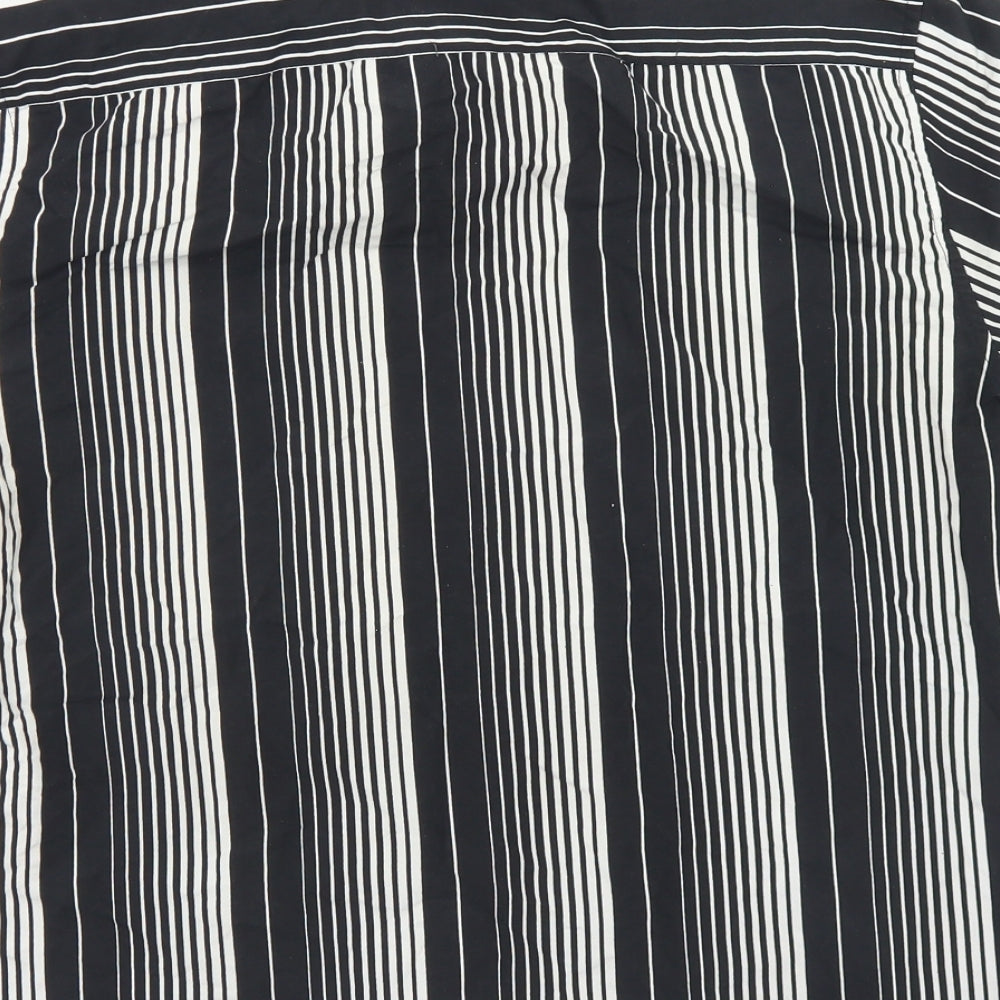 Burton Mens Black Striped Polyester  Button-Up Size S Collared Button