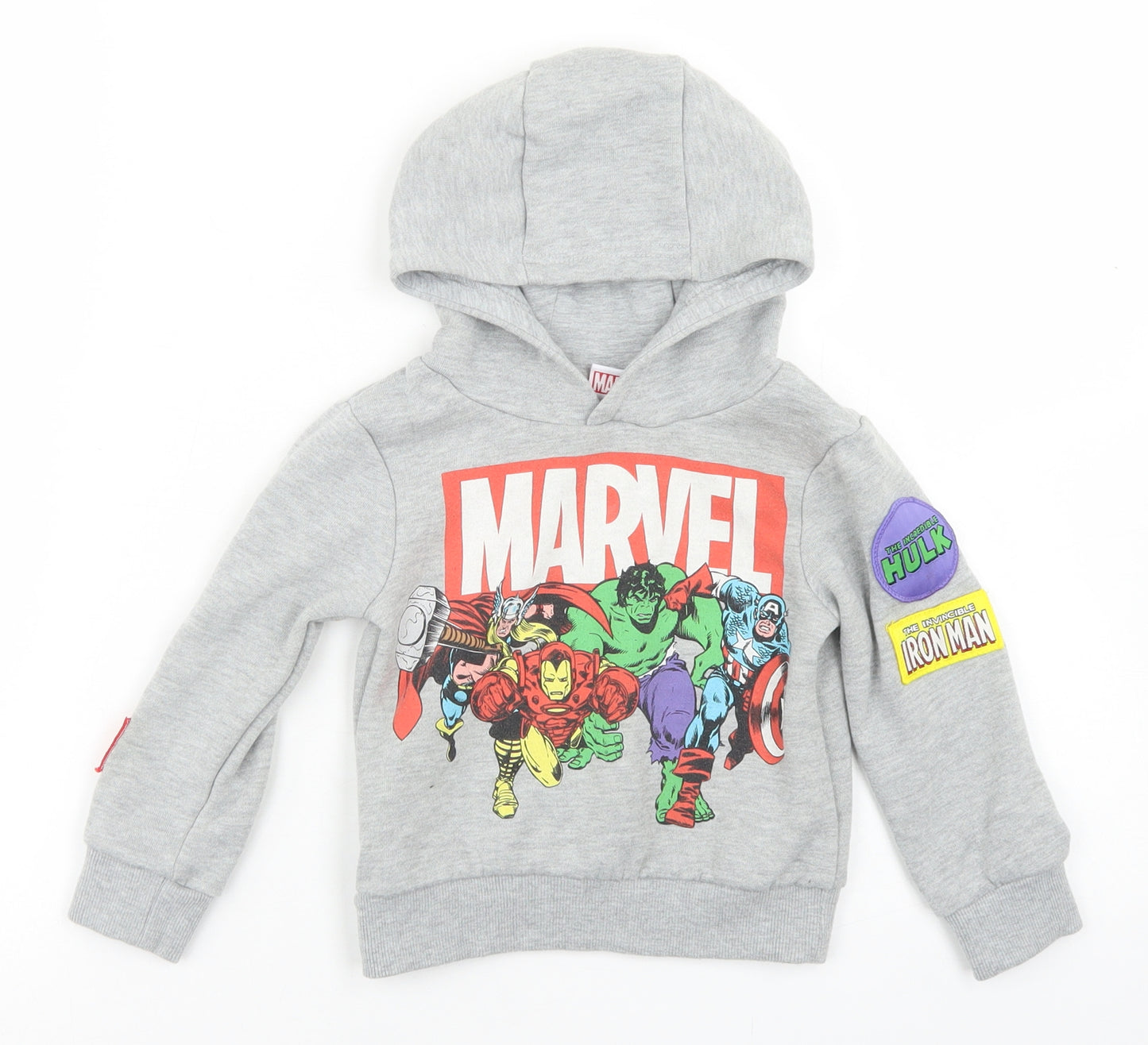Marvel Boys Grey  Polyester Pullover Hoodie Size 2-3 Years   - Marvel Superheroes