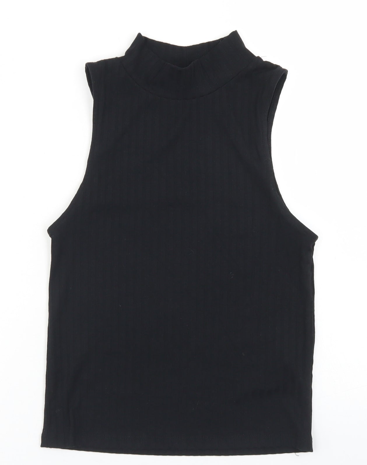 Stradivarius Womens Black  Polyester Cropped Tank Size M Mock Neck