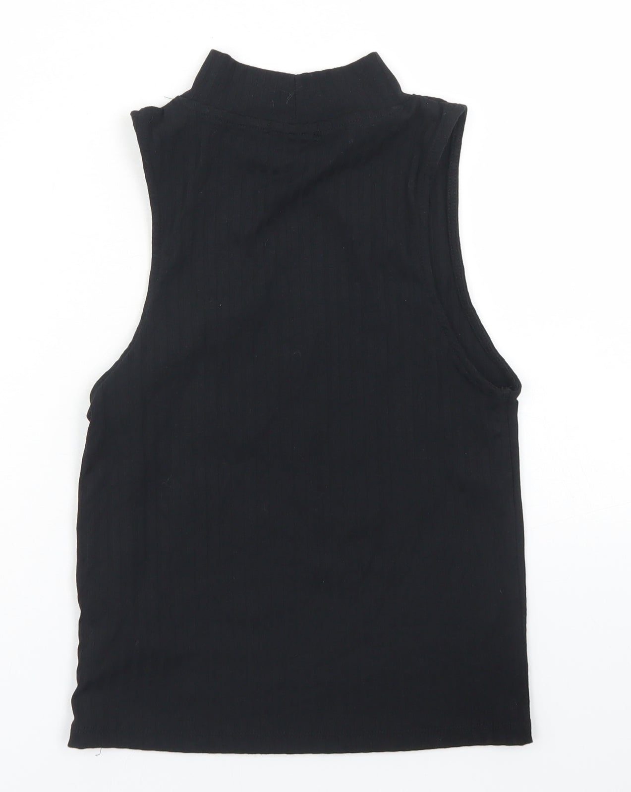 Stradivarius Womens Black  Polyester Cropped Tank Size M Mock Neck