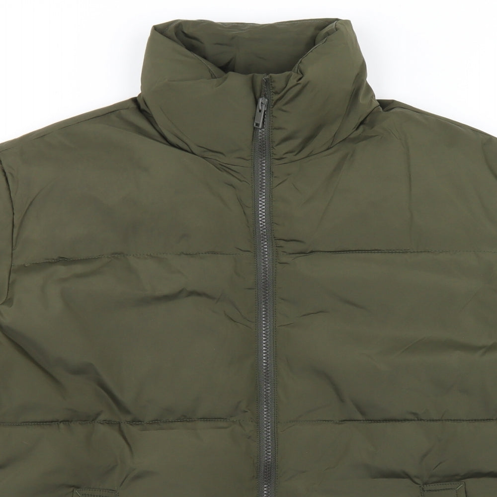 Selected Homme Mens Green   Puffer Jacket Coat Size M  Zip