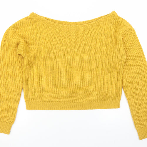 Missguided Womens Yellow Round Neck  Acrylic Pullover Jumper Size S