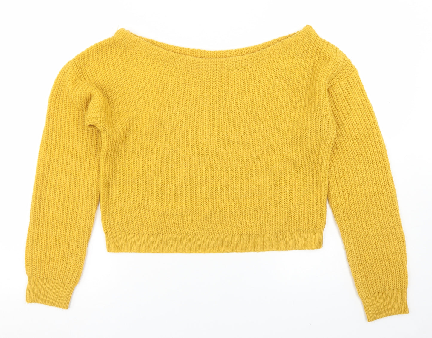 Missguided Womens Yellow Round Neck  Acrylic Pullover Jumper Size S