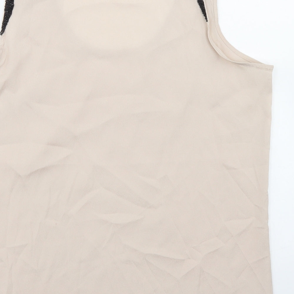 H&M Womens Beige  Polyester Basic Blouse Size 10 Round Neck