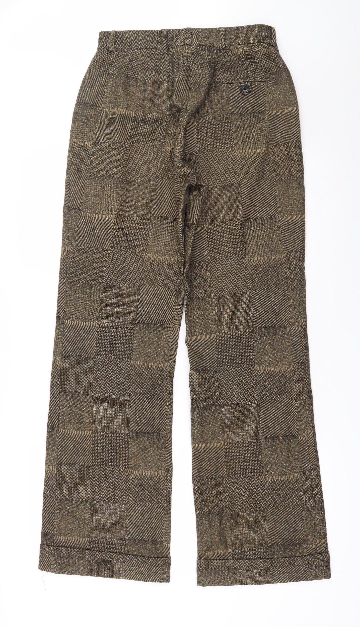Steilmann Womens Brown Herringbone Wool Carpenter Trousers Size 10 L30.5 in Regular Zip