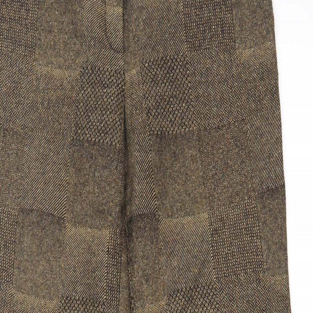 Steilmann Womens Brown Herringbone Wool Carpenter Trousers Size 10 L30.5 in Regular Zip