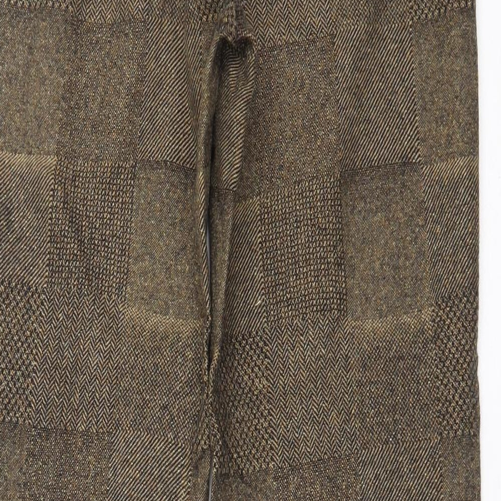 Steilmann Womens Brown Herringbone Wool Carpenter Trousers Size 10 L30.5 in Regular Zip