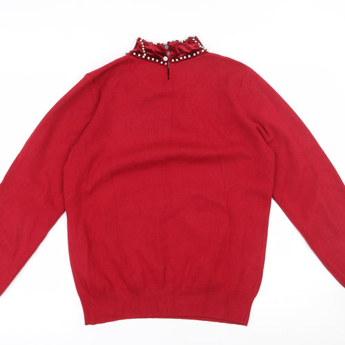 Darling Womens Red High Neck  Rayon Pullover Jumper Size 12
