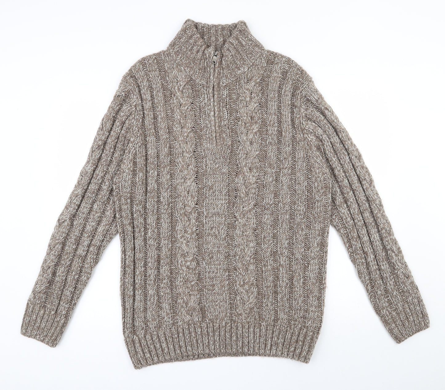 Matalan Mens Brown High Neck  Acrylic Pullover Jumper Size L