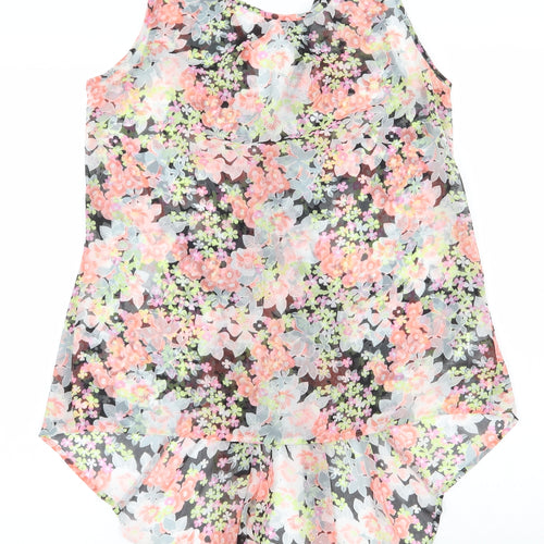 Oasis Womens Multicoloured Floral Polyester Basic Blouse Size 10 Scoop Neck