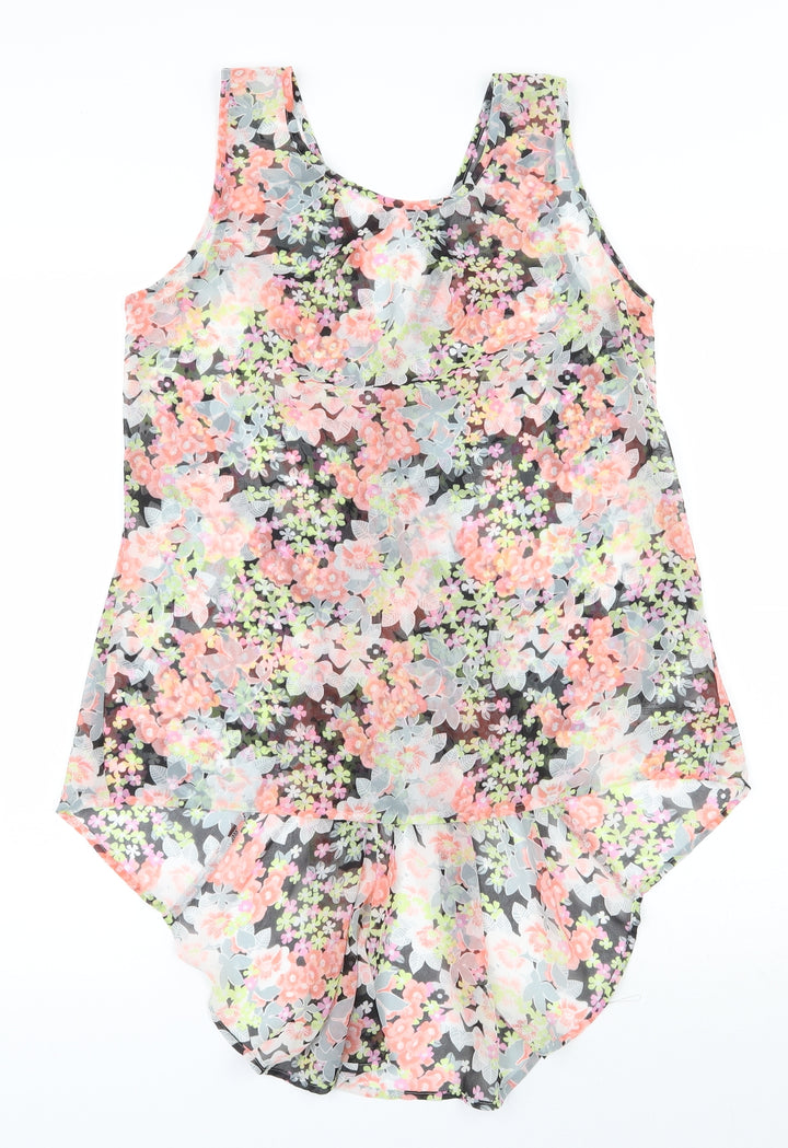 Oasis Womens Multicoloured Floral Polyester Basic Blouse Size 10 Scoop Neck