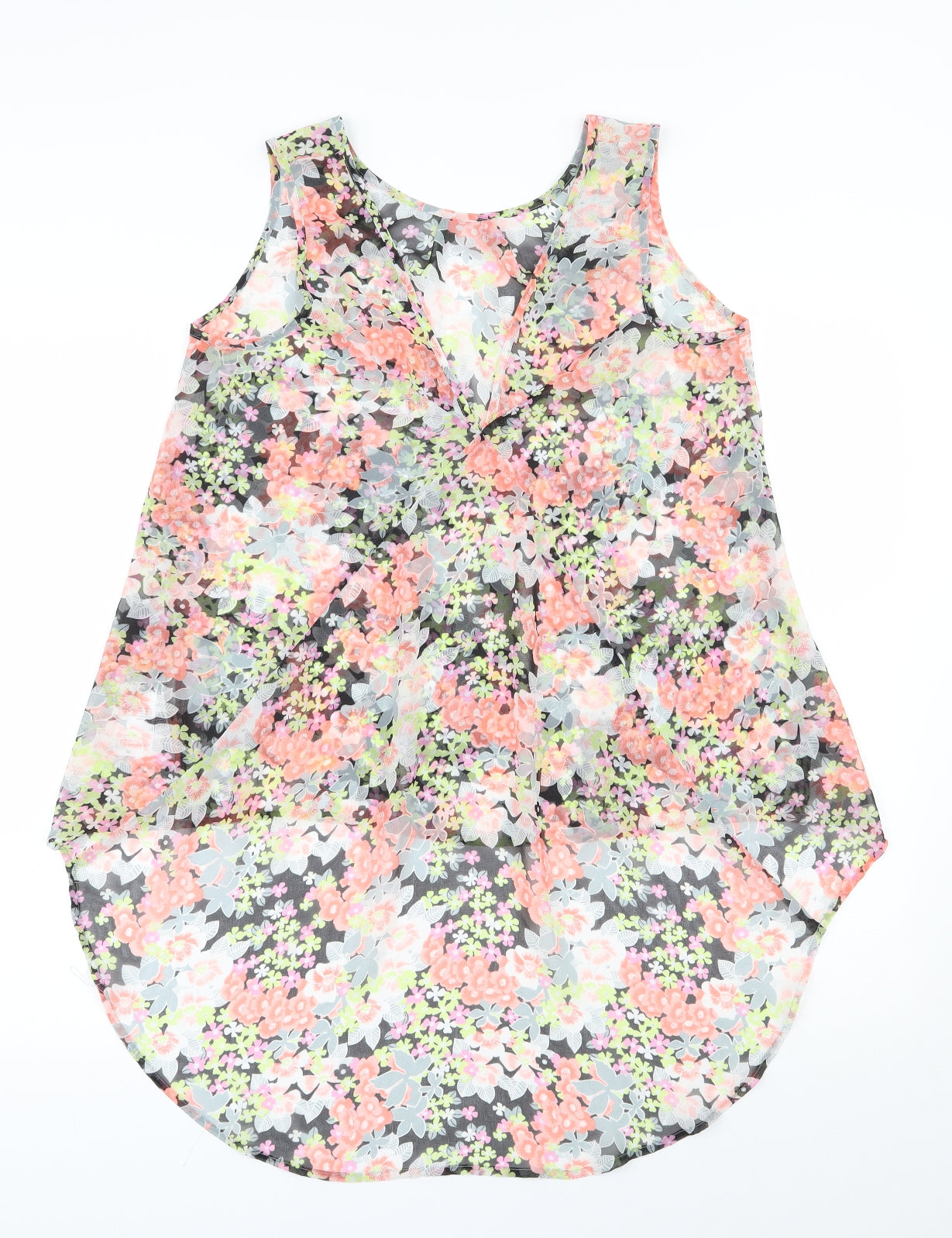 Oasis Womens Multicoloured Floral Polyester Basic Blouse Size 10 Scoop Neck