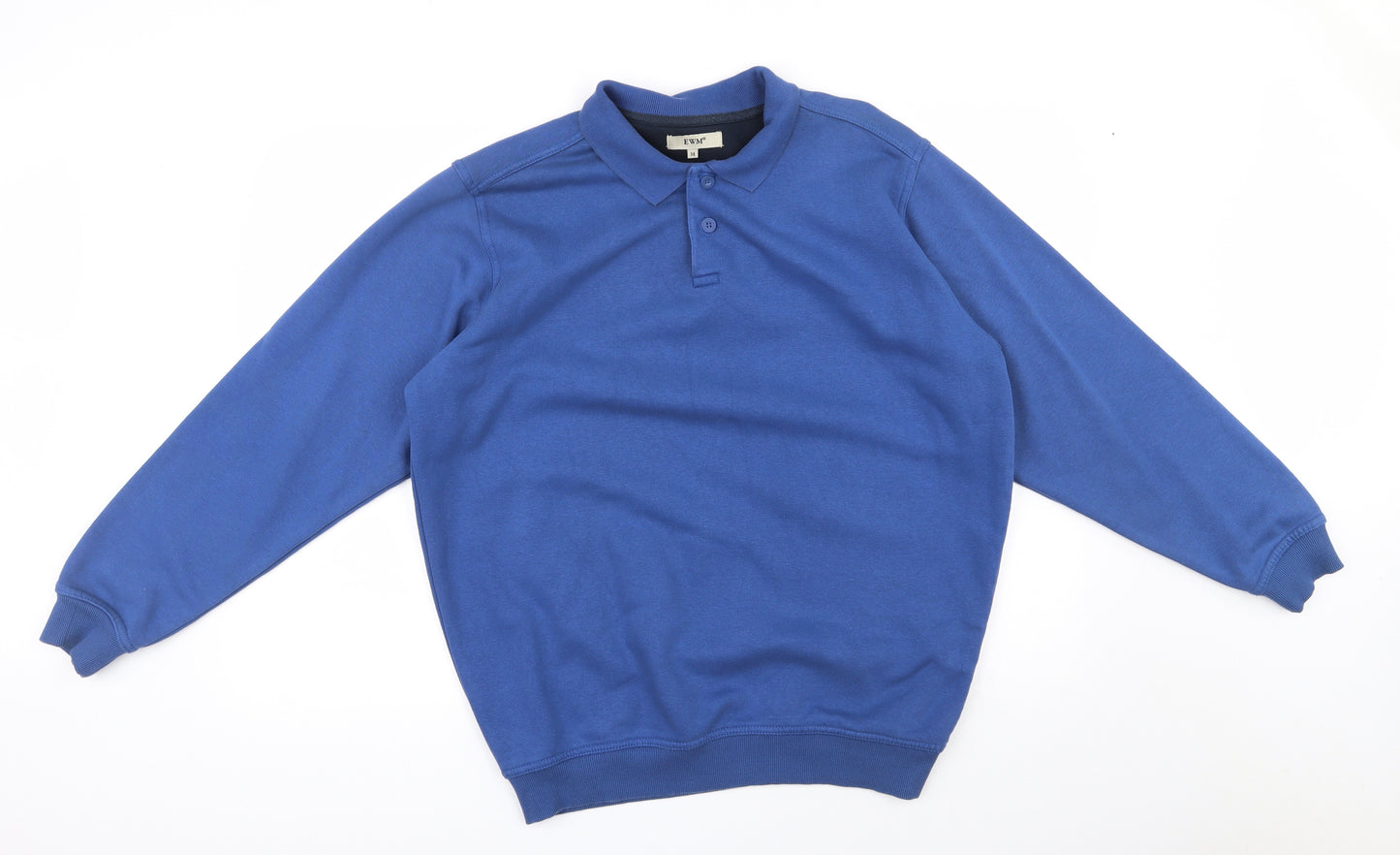 EWM Mens Blue  Cotton Henley Sweatshirt Size M