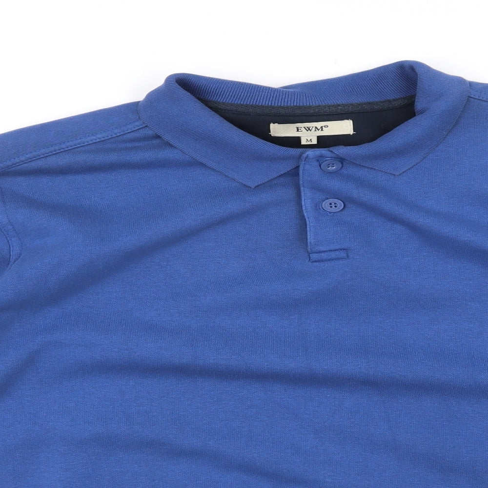 EWM Mens Blue  Cotton Henley Sweatshirt Size M