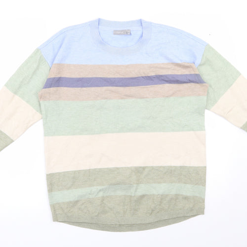 Fransa Womens Multicoloured Round Neck Striped Viscose Pullover Jumper Size S