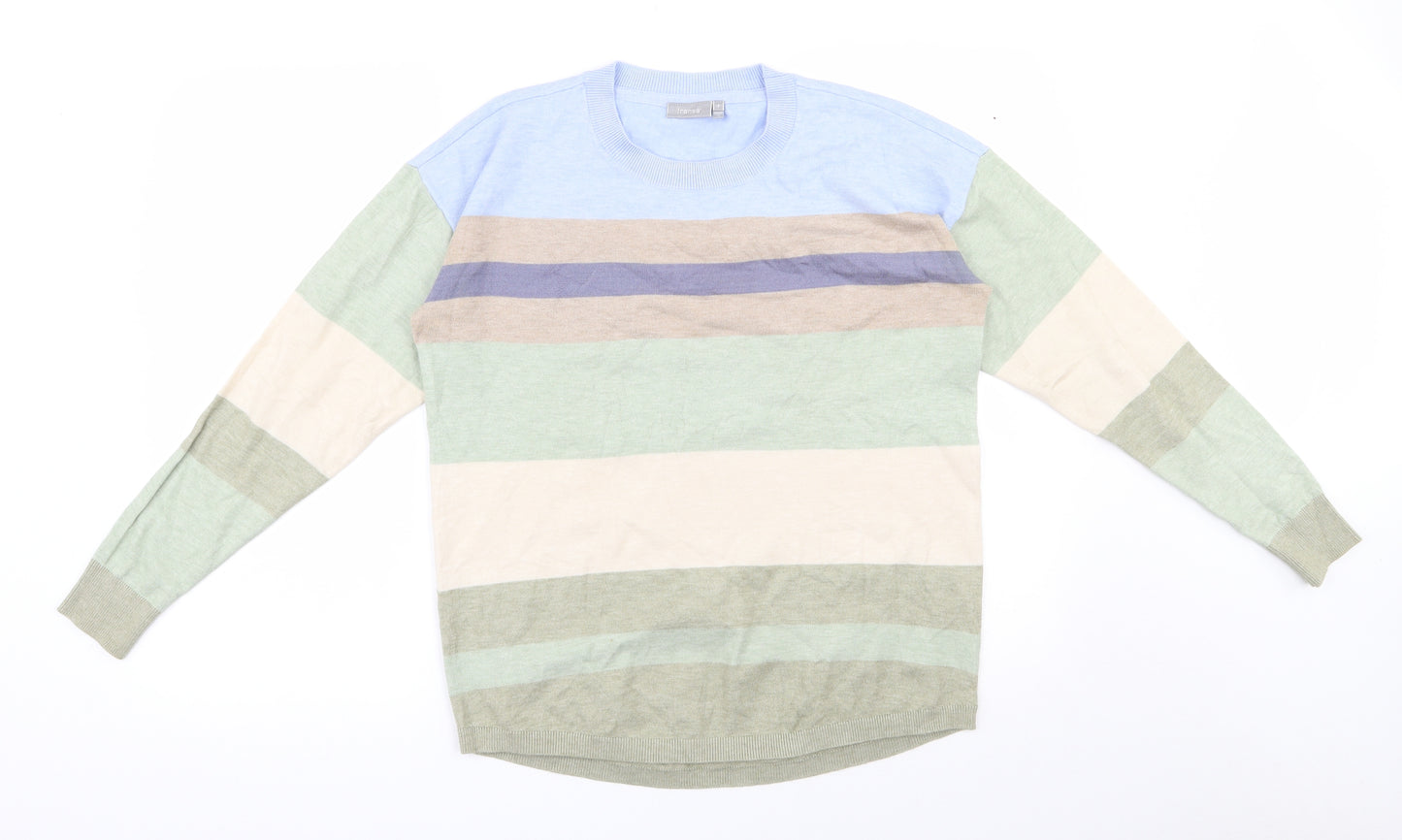 Fransa Womens Multicoloured Round Neck Striped Viscose Pullover Jumper Size S