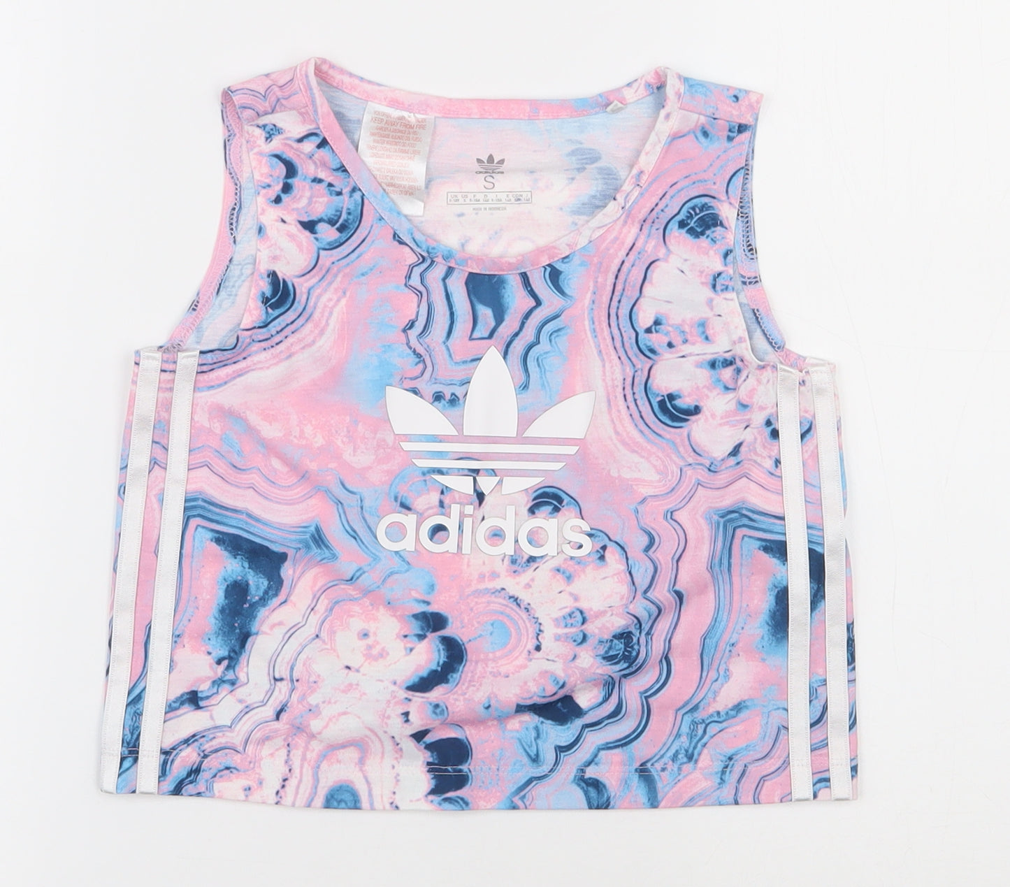 adidas Girls Pink  Polyester Basic Tank Size 9-10 Years Round Neck Pullover - Tie dye Pattern