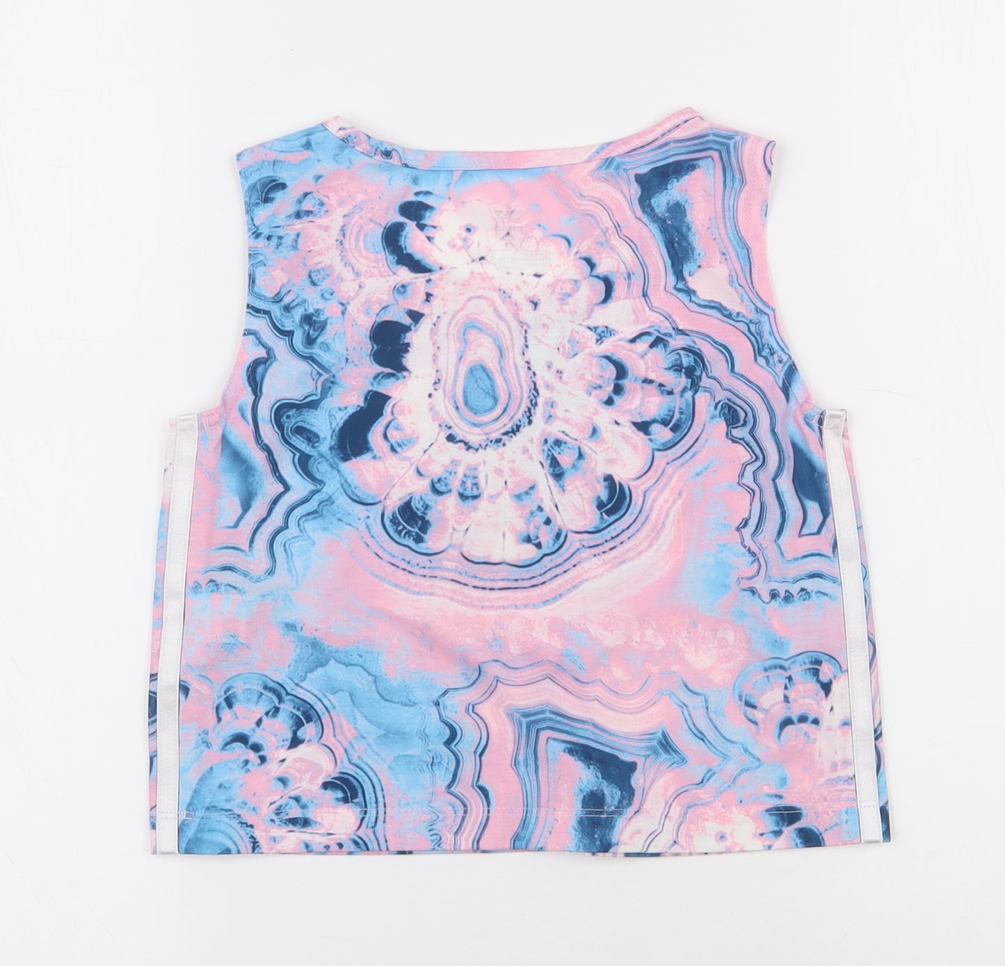 adidas Girls Pink  Polyester Basic Tank Size 9-10 Years Round Neck Pullover - Tie dye Pattern