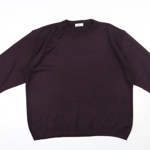 Essentials Mens Purple Round Neck  Acrylic Pullover Jumper Size M