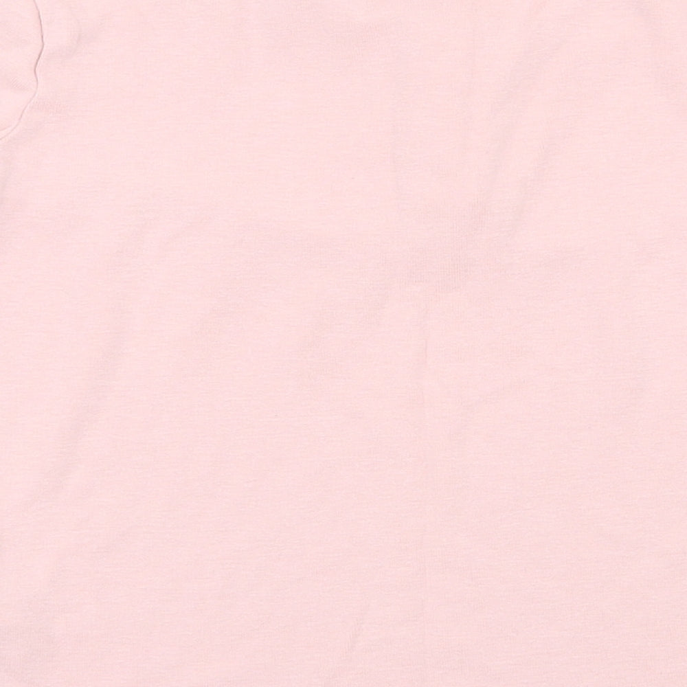 Marks and Spencer Girls Pink  Cotton Basic T-Shirt Size 9-10 Years Henley Button