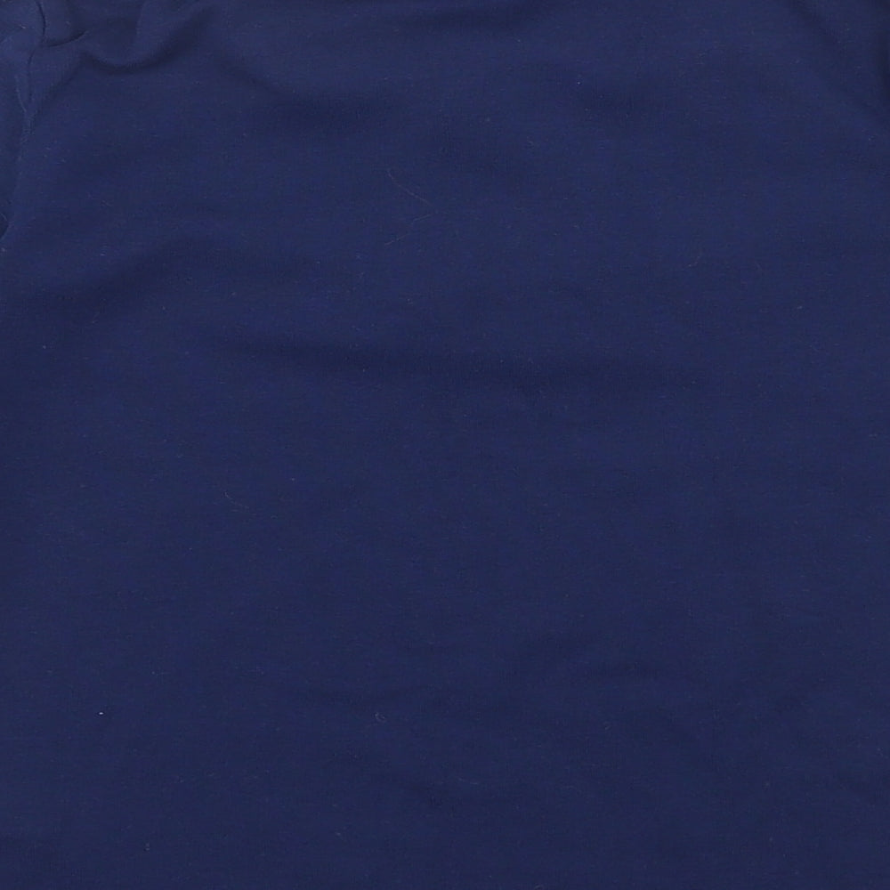 Marks and Spencer Girls Blue  Cotton Basic T-Shirt Size 9-10 Years Round Neck Button