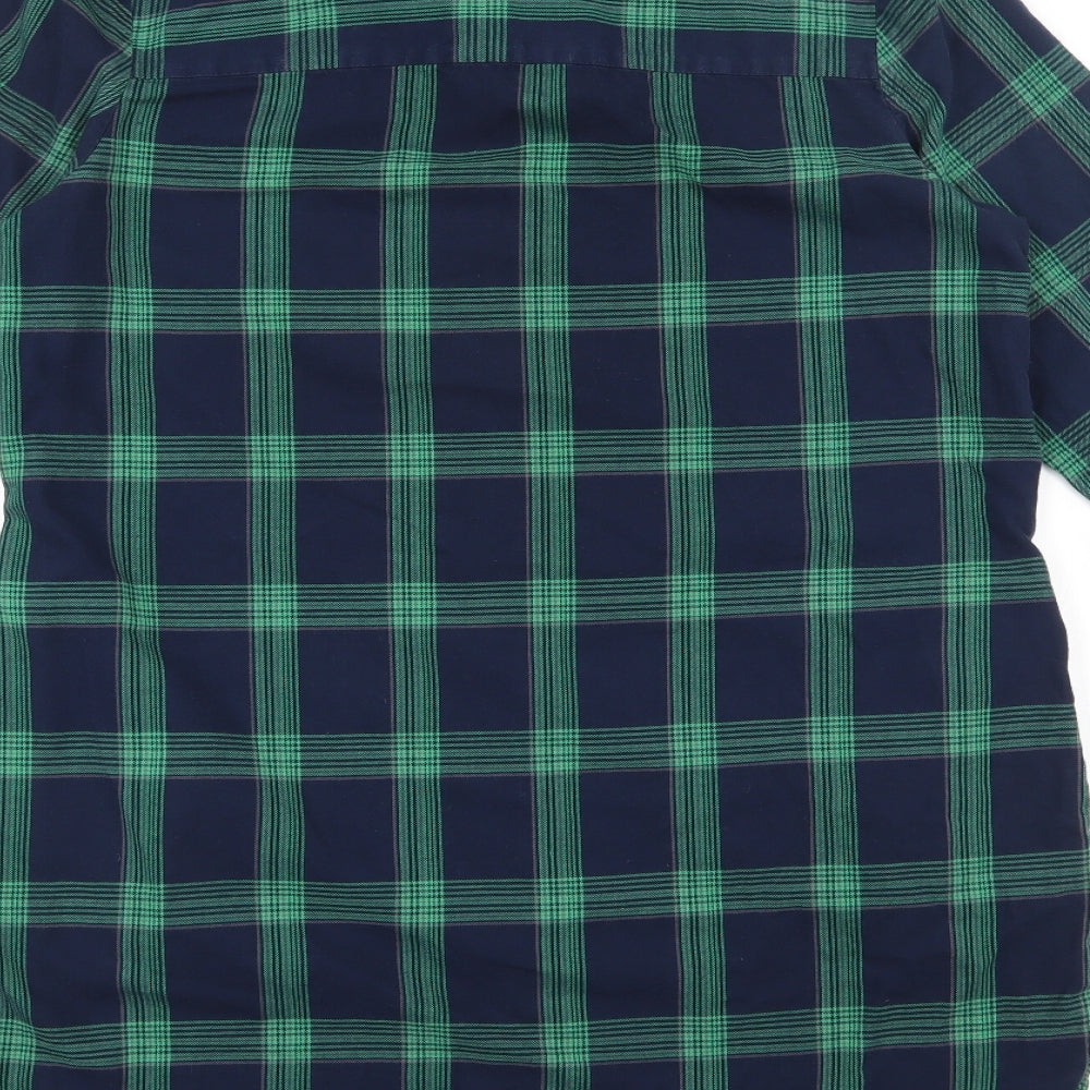 NEXT Womens Blue Plaid 100% Cotton Shirt Dress  Size 12  Collared Button