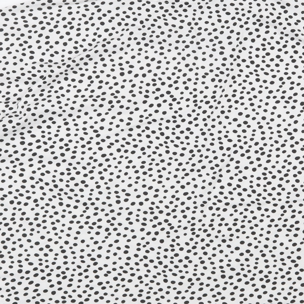 F&F Womens White Polka Dot Cotton Basic T-Shirt Size 12 Round Neck