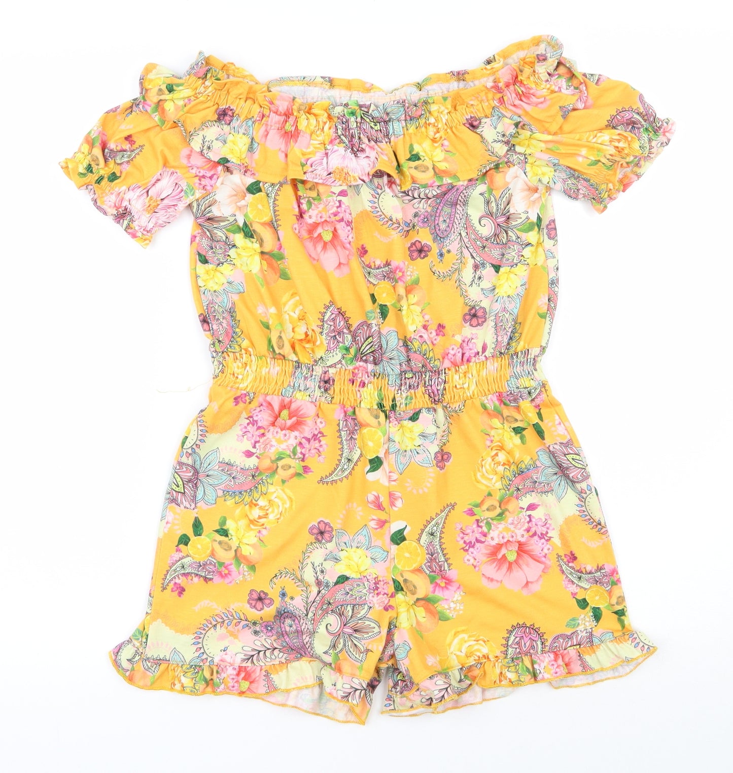 River Island Girls Multicoloured Floral Polyester Playsuit One-Piece Size 9-10 Years  Pullover