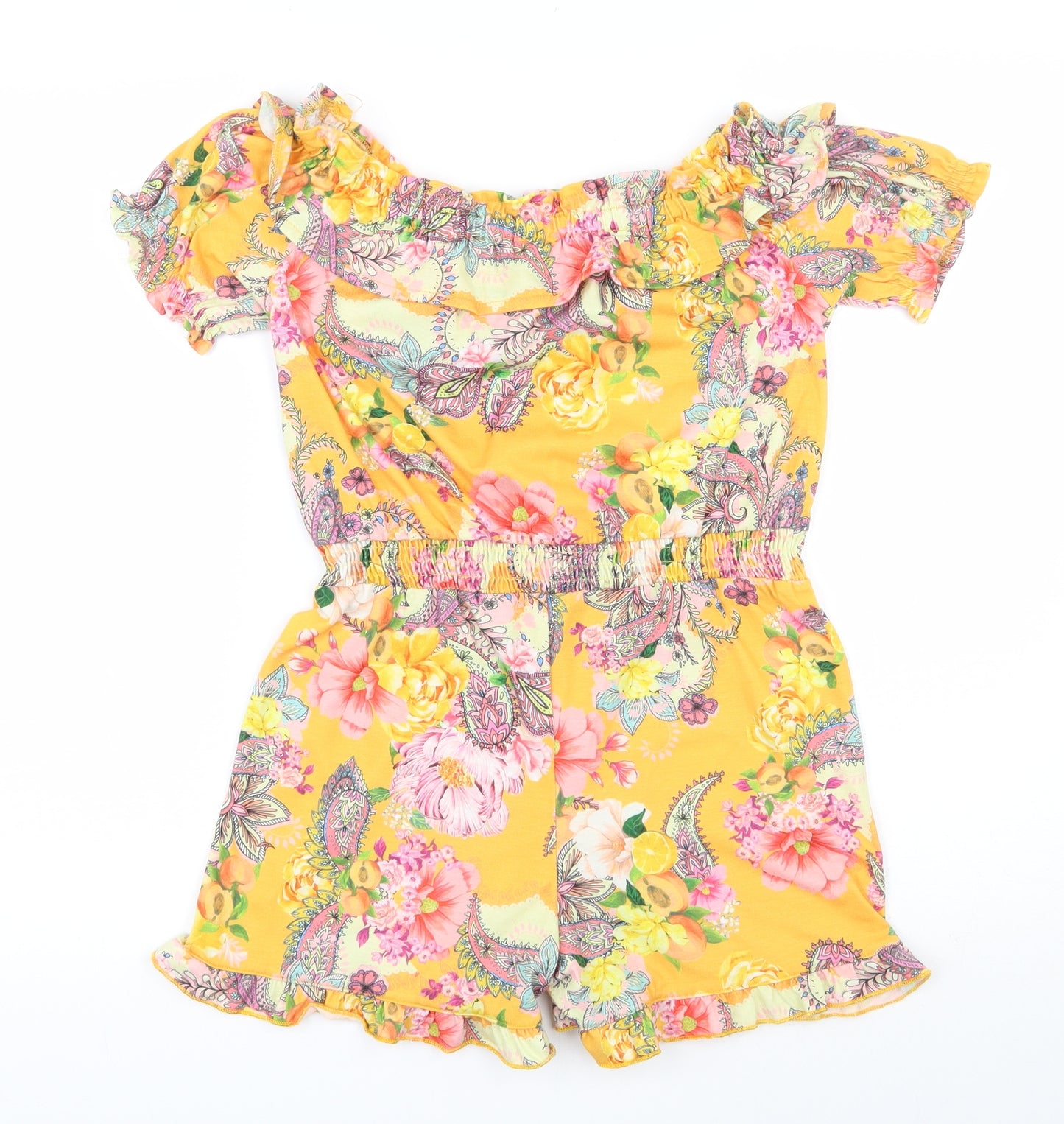 River Island Girls Multicoloured Floral Polyester Playsuit One-Piece Size 9-10 Years  Pullover