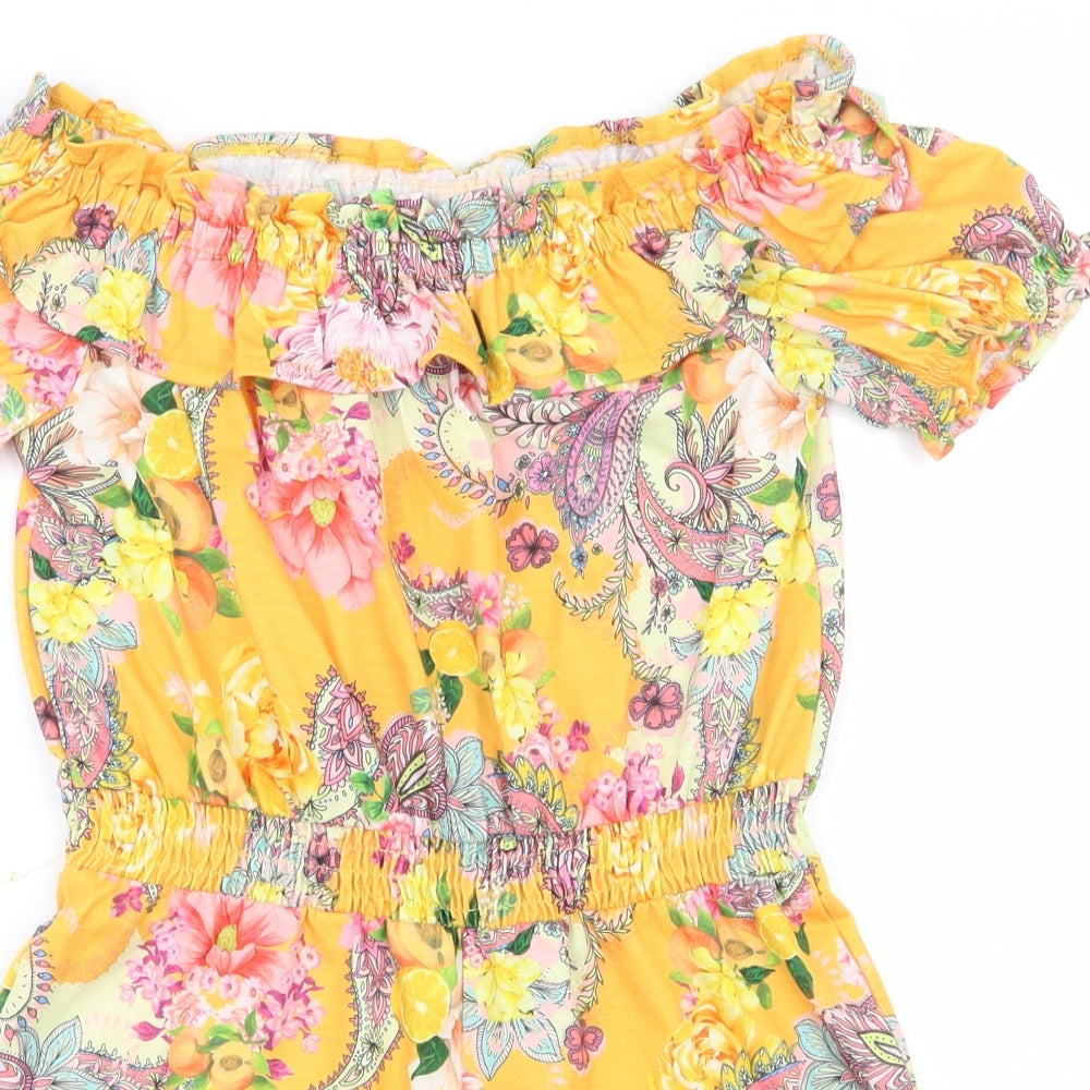 River Island Girls Multicoloured Floral Polyester Playsuit One-Piece Size 9-10 Years  Pullover
