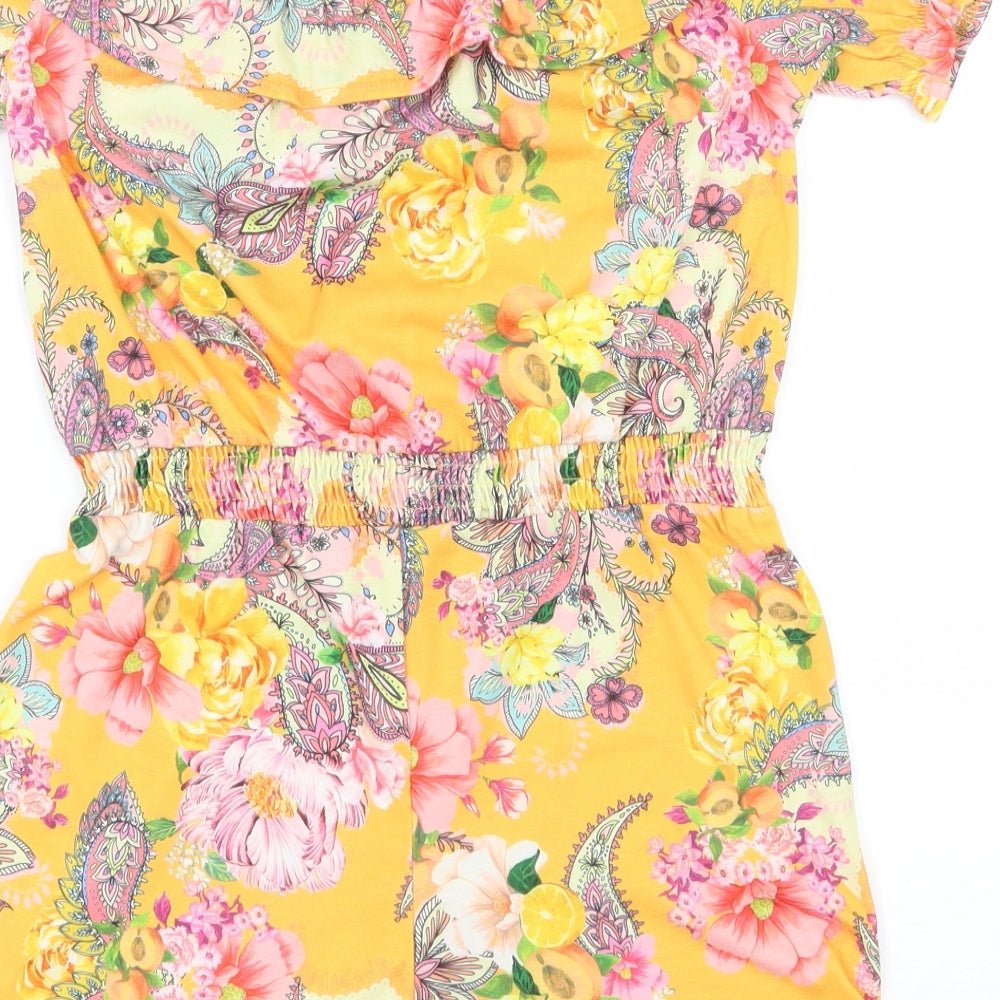 River Island Girls Multicoloured Floral Polyester Playsuit One-Piece Size 9-10 Years  Pullover
