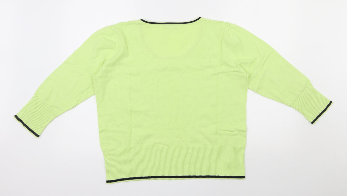 Roman Womens Green Scoop Neck Polka Dot Viscose Pullover Jumper Size 18