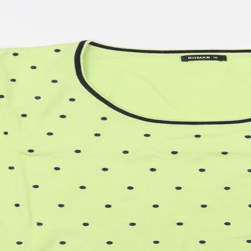 Roman Womens Green Scoop Neck Polka Dot Viscose Pullover Jumper Size 18