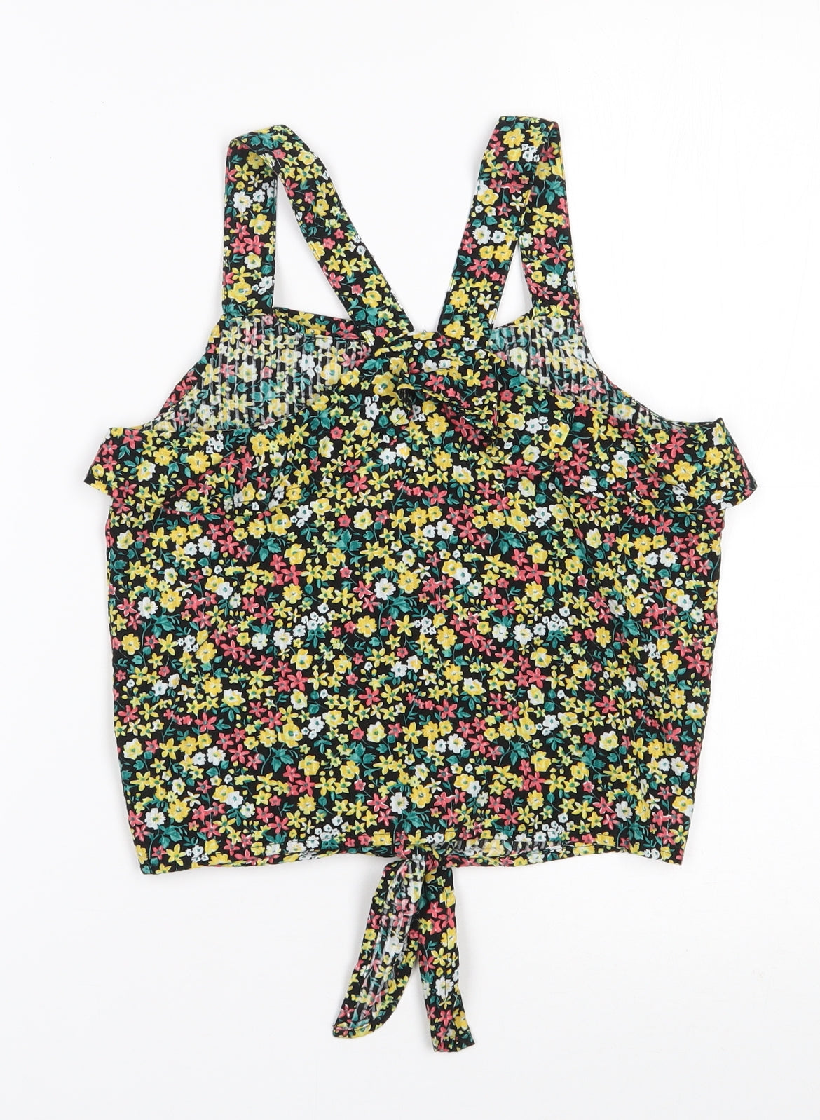 NEXT Girls Multicoloured Floral 100% Cotton Basic Blouse Size 11 Years Square Neck Button - Organic Cotton