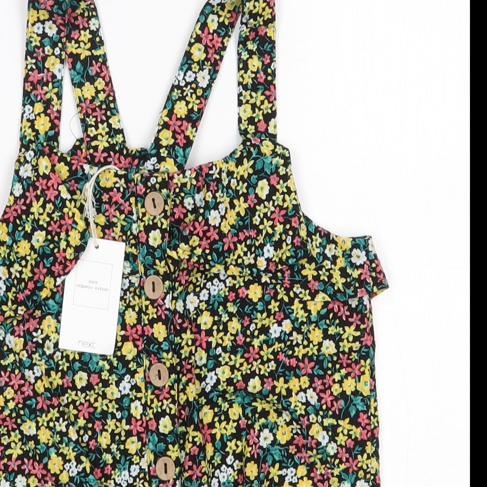 NEXT Girls Multicoloured Floral 100% Cotton Basic Blouse Size 11 Years Square Neck Button - Organic Cotton