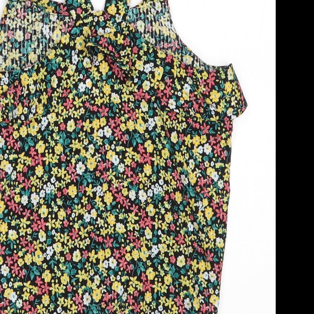 NEXT Girls Multicoloured Floral 100% Cotton Basic Blouse Size 11 Years Square Neck Button - Organic Cotton