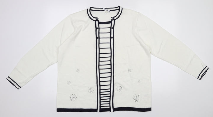 Annabelle Womens White Round Neck Acrylic Pullover Jumper Size XL