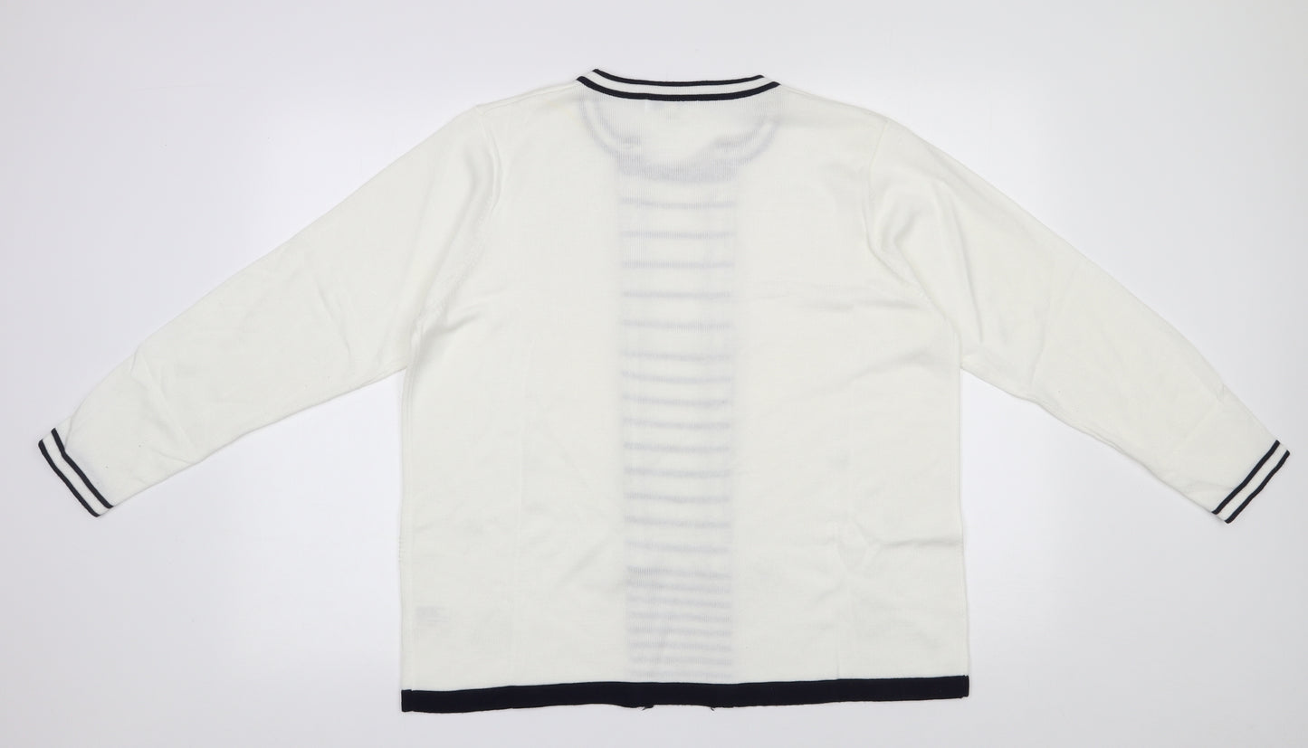Annabelle Womens White Round Neck  Acrylic Pullover Jumper Size XL