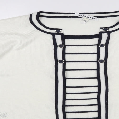 Annabelle Womens White Round Neck  Acrylic Pullover Jumper Size XL