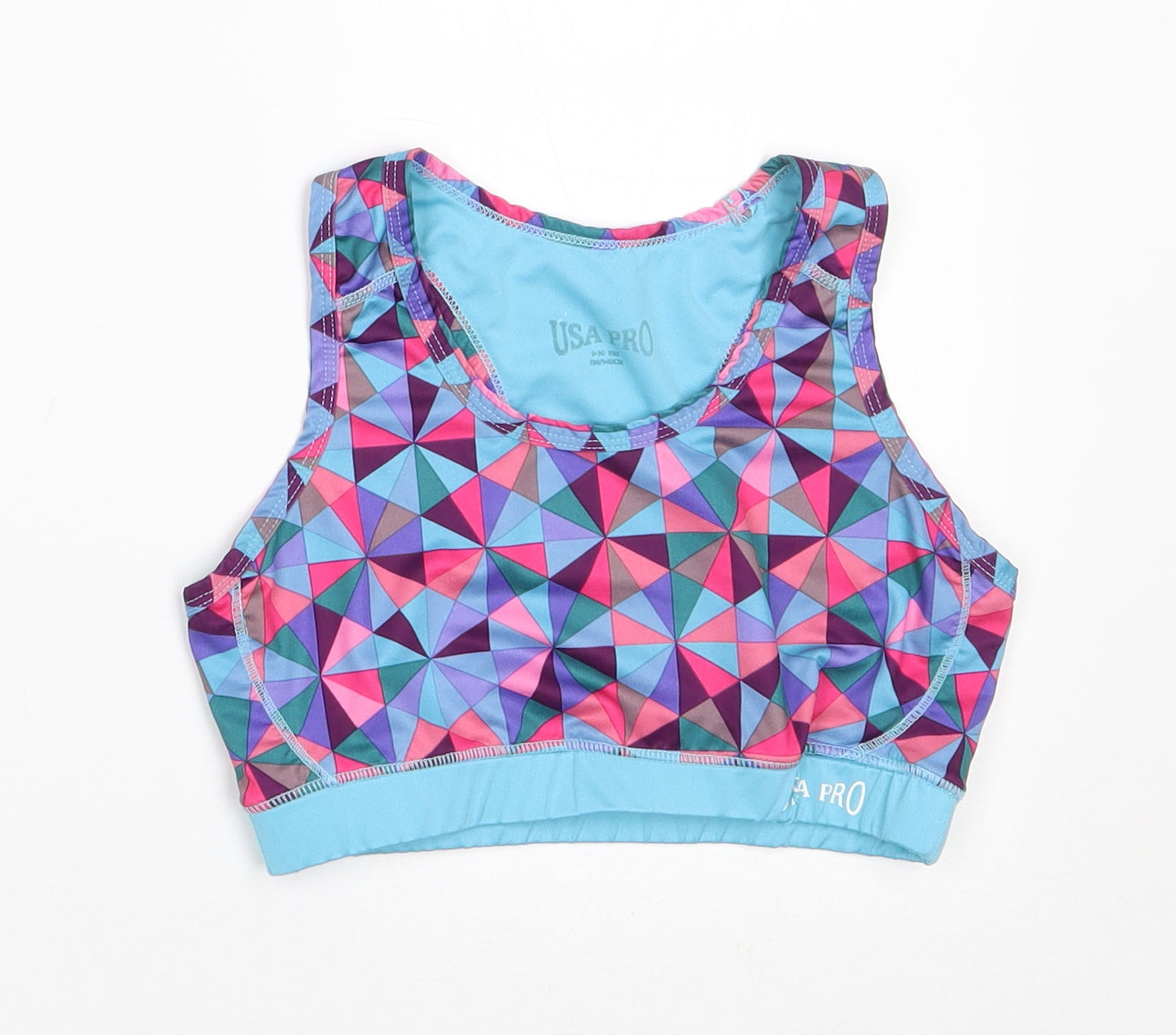 USA Pro Girls Multicoloured Geometric Polyester Cropped Tank Size 9-10 Years Round Neck Pullover