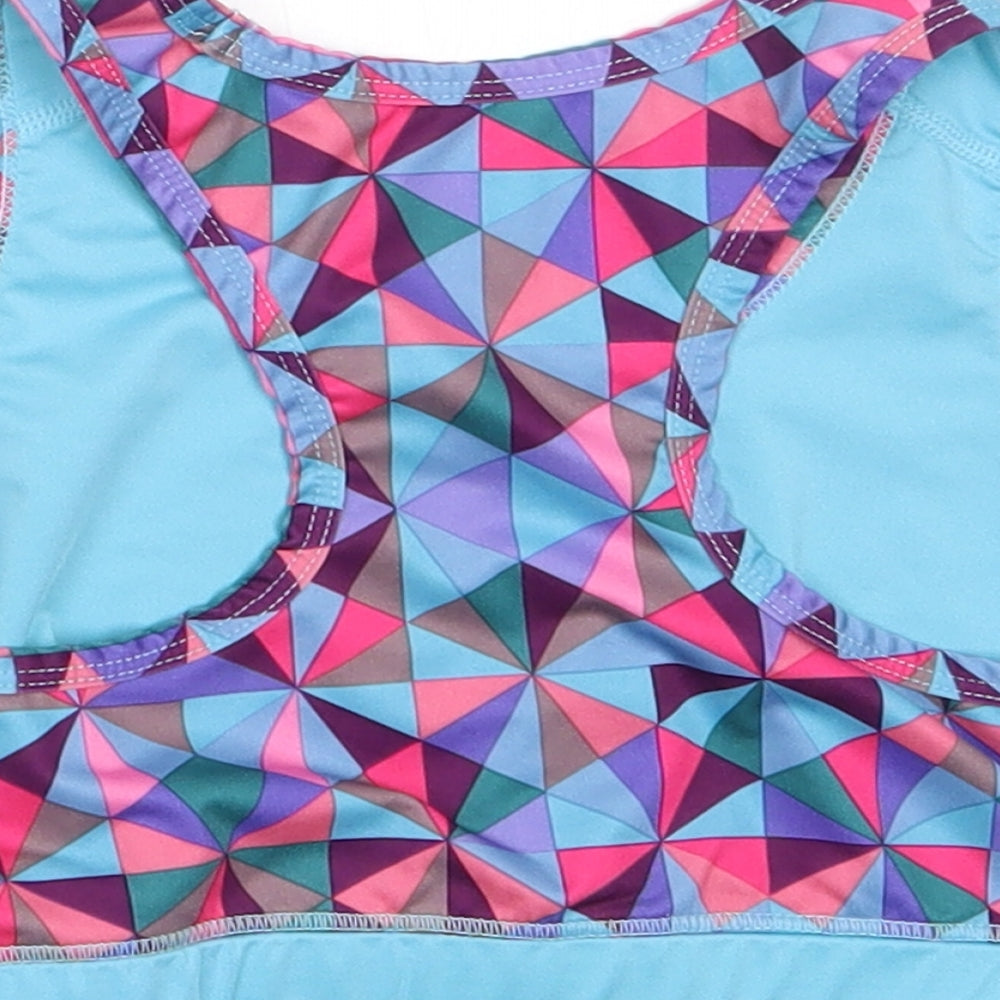 USA Pro Girls Multicoloured Geometric Polyester Cropped Tank Size 9-10 Years Round Neck Pullover