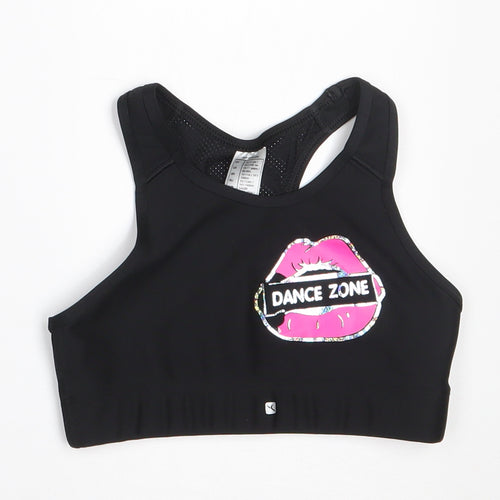 DECATHLON Girls Black  Polyester Cropped Tank Size 10-11 Years Round Neck Pullover